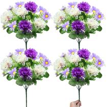 Flores artificiais TURNMEON 48 Heads Dahlia Daisies Mum Purple Flores artificiais TURNMEON 48 Heads Dahlia Daisies Mum Purple