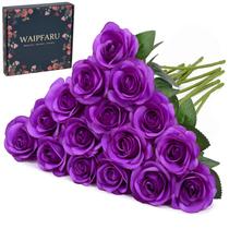 Flores artificiais Waipfaru Purple Roses 16 unidades com caules longos