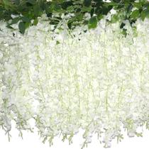 Flores artificiais ZINHO Wisteria Hanging 60 ramos brancos