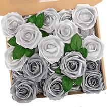 Flores Artificiales N&T NIETING Rosas de Espuma 25 piezas Blanco Plateado/Gris