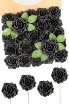 Flores Artificiales N&T NIETING Rosas de Espuma con Brillo Negro 25 piezas