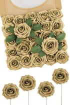 Flores Artificiales N&T NIETING Rosas de Espuma con Glitter Dorado 25 piezas