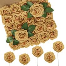 Flores Artificiales N&T NIETING Rosas de Espuma Doradas Amarillas x50