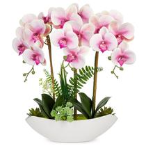 Flores Artificiales Orquídea Rosa Briful con Maceta de Cerámica 45 cm