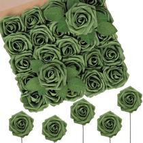 Flores Artificiales Rosas N&T NIETING Espuma Verde Militar x50