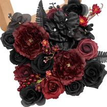 Flores Artificiales Serwalin Burdeos y Negro de Seda x1 Flores Artificiales Serwalin Burdeos y Negro de Seda x1