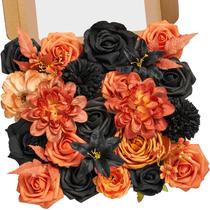 Flores Artificiales Serwalin Combo Otoño Negro y Naranja