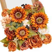 Flores Artificiales Serwalin Girasol Naranja para Boda Flores Artificiales Serwalin Girasol Naranja para Boda