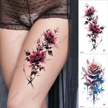 Flores Coloridas Adesivos De Tatuagem Temporária À Prova D'água Para Meninas Mulheres 2 Peças
