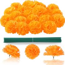 Flores de calêndula estrelada 50Pcs 3.54'' Grande seda artificial Marigold Flower Heads para Diwali Festival Indian Wedding Party Dia do Dia dos Mortos Dia de Los Muertos ofrenda Altar DIY Decor (laranja)