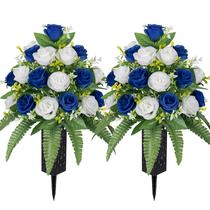 Flores de cemitério artificiais MOOMASS para vaso de sepultura (2 buquês)