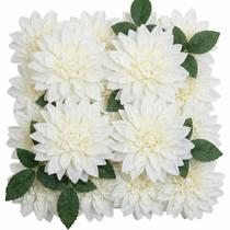 Flores de dália artificiais Norme, 24 peças de seda branca com caules Flores de dália artificiais Norme, 24 peças de seda branca com caules