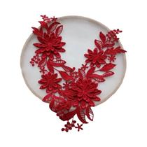 Flores De Espelho Em Renda 3D Solúvel Em Água, Apliques, 5 Pares, Acessórios De Costura DIY 7x24cm