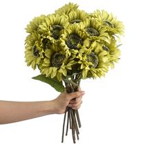 Flores de girassol artificiais WISTART 8 unidades para buquê de casamento Flores de girassol artificiais WISTART 8 unidades para buquê de casamento