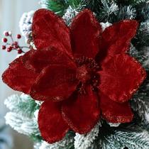Flores de magnólia artificial de Natal, 30 cm, 8 peças, borgonha Flores de magnólia artificial de Natal, 30 cm, 8 peças, borgonha