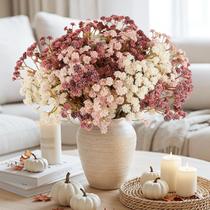 Flores de mosquitinho artificiais de outono, kit com 30 unidades, buquês de gipsofila falsa para decoração de outono, toque real, para casa, casamento de outono, festa e arranjo em vaso, rosa
