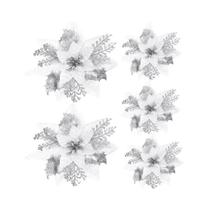 Flores De Natal Artificiais Com Glitter 10 30pcs Decoração De Árvore Feliz Ano Novo Enfeites De