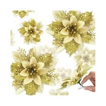 Flores De Natal Com Glitter Rosa 30pcs 14cm Ornamentos Artificiais Para Árvore De Natal Decoração De