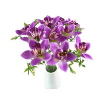 Flores De Orquídea Artificial De Seda Branca 10 Peças Buquê De Orquídeas Falsas Para Casamento