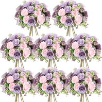 Flores de peônias artificiais Geosar cinza roxo/roxo claro x8