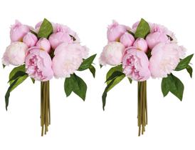 Flores de seda ICBOX Pink Peonies 2 buquês de 14 cabeças Flores de seda ICBOX Pink Peonies 2 buquês de 14 cabeças
