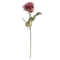 Flores Decorativas Permanentes - Rosa Solitária 38cm Rosa Velho/Verde - 6 Hastes