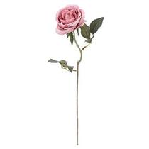 Flores Decorativas Permanentes - Rosa Solitária 38cm Rosa/Verde - 6 Hastes