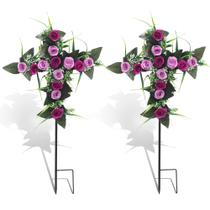 Flores do cemitério LOSFOTBO Artificial Memorial Rose Purple