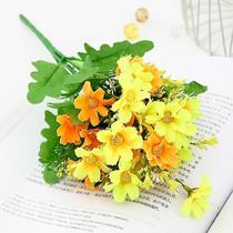 Flores frescas de corte amarelo-2pcs 28 cabeça flor artificial margarida grupo buquê de casamento festa enfeites de decoração de casa Flores frescas de corte amarelo-2pcs 28 cabeça flor artificial margarida grupo buquê de casamento festa enfeites de decoração de casa