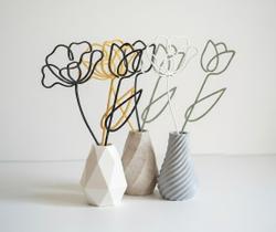 Flores Minimalistas decorativas 3D Cor:Cinza