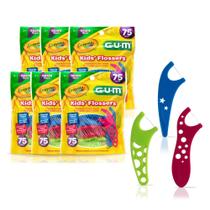 Floss Picks GUM Crayola Kids com sabor de uva com flúor, 450 quilates