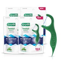 Floss Picks GUM Twisted Mint Twisted Threads 150 unidades x4