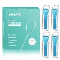 Floss Threaders Veexio 400 Count para usar fio dental (pacote com 4)