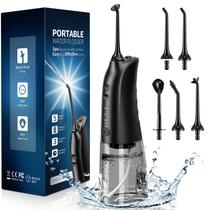 Flosser de água sem fio Demita 300mL 3 modos 5 pontas de jato preto Flosser de água sem fio Demita 300mL 3 modos 5 pontas de jato preto