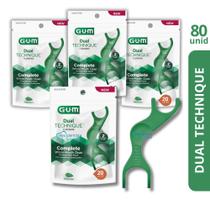Flosser Dual Technique 2 em 1 GUMFio Dental Adulto com Cabo 80 unidades