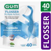 Flosser Fio Dental com Haste GUM AZUL 40 Unidades