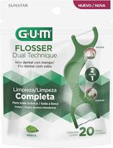 Flosser Fio Dental Haste Dual Technique 2 Em 1 Gum 20 Unid