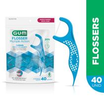 Flosser Multiple Action Azul GUMFio Dental Adulto com Cabo 40 unidades