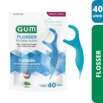 Flosser Multiple Action Azul GUMFio Dental Adulto com Cabo 40 unidades