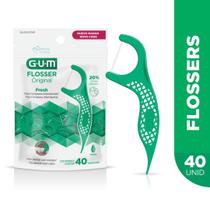 Flosser Original Verde GUMFio Dental Adulto com Cabo 40 unidades