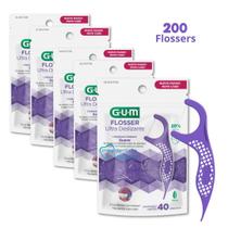 Flosser Ultra Deslizante Roxo GUMFita Dental Adulto com Cabo 200 unidades