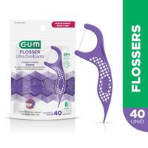 Flosser Ultra Deslizante Roxo GUMFita Dental Adulto com Cabo 40 unidades