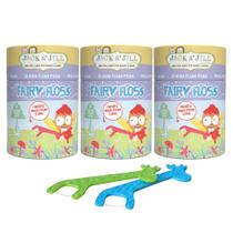 Flossers dentais Jack N' Jill Fairy Floss Kids, pacote com 3