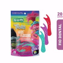 Flossers Trolls GUMFio Dental Infantil com Cabo 20 unidades
