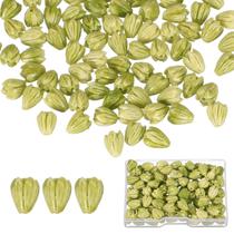 Flower Beads PATIKIL Coral Jasmine 9 x 6 mm verde claro/branco 100 unidades