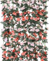 Flower Garland PARTY JOY Fake Rose Vine 20 m (laranja - 8 unidades)
