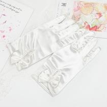 Flower Girl Crianças Crianças Dama de Honra Princesa Fantasia Festa Casamento Luvas de Cetim Flower Girl Crianças Crianças Dama de Honra Princesa Fantasia Festa Casamento Luvas de Cetim