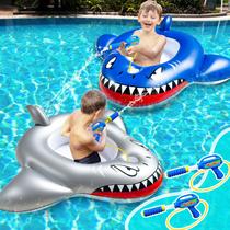 Flutuadores de Piscina com Pistolas d'Água Tubarão - Pacote com 2 - Para Crianças de 3 a 8 Anos