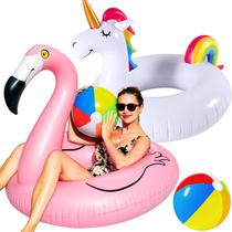 Flutuadores de piscina infláveis FindUwill Flamingo Unicorn 42", pacote com 2