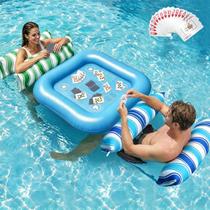 Flutuadores para Piscina Jasonwell 2 Unidades com Rede de Tecido e Mesa para Cartas Flutuadores para Piscina Jasonwell 2 Unidades com Rede de Tecido e Mesa para Cartas